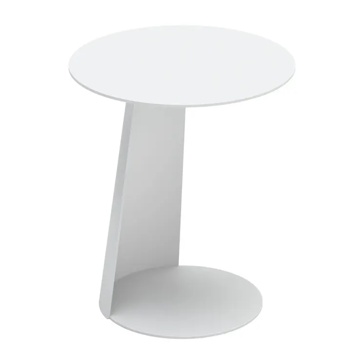 16" White Aluminum Rounded Outdoor Side Table