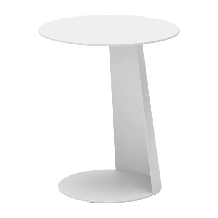 16" White Aluminum Rounded Outdoor Side Table