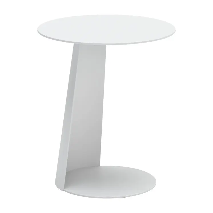16" White Aluminum Rounded Outdoor Side Table