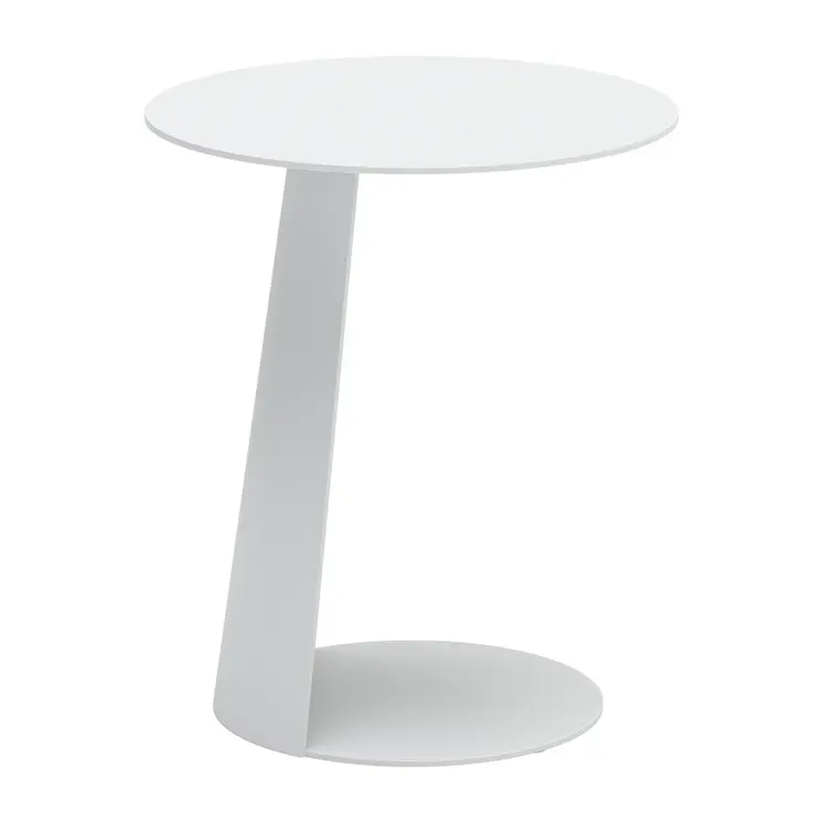 16" White Aluminum Rounded Outdoor Side Table
