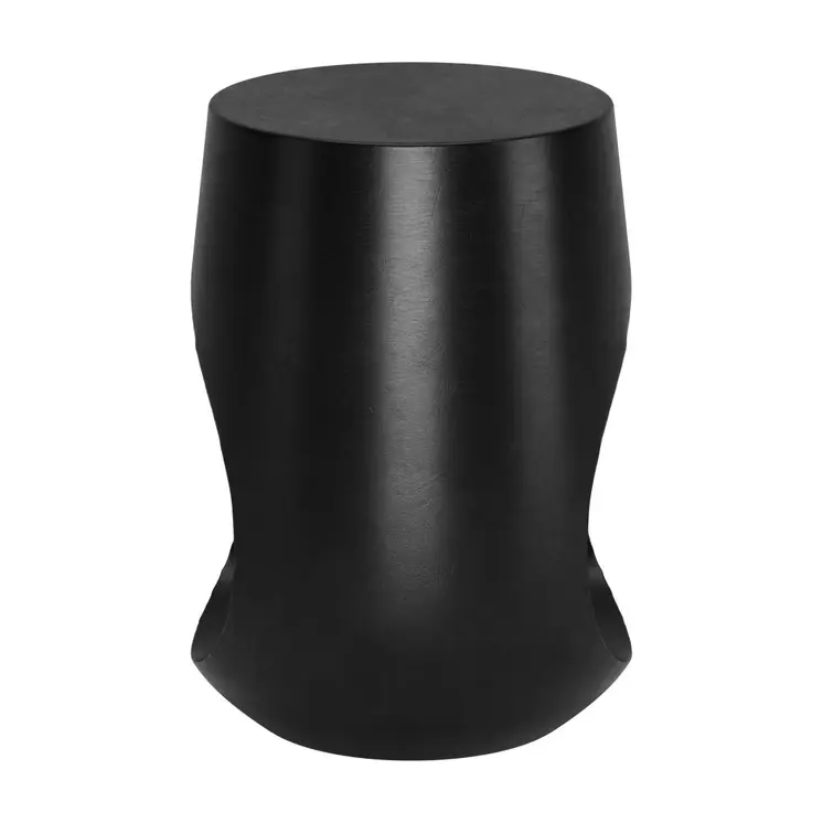 18" Black Solid Wood Round Mod Geo End Table
