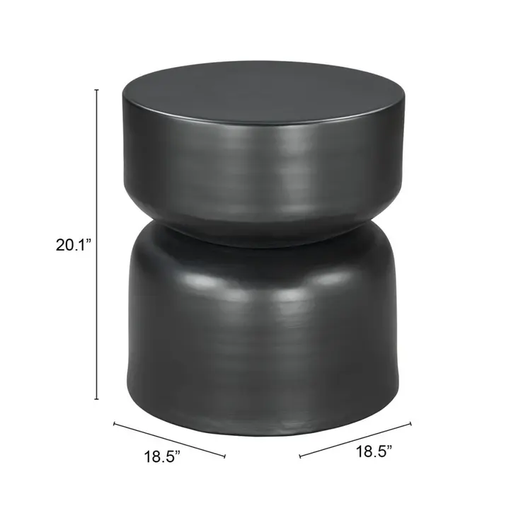 20" Black Iron Round Drum End Table