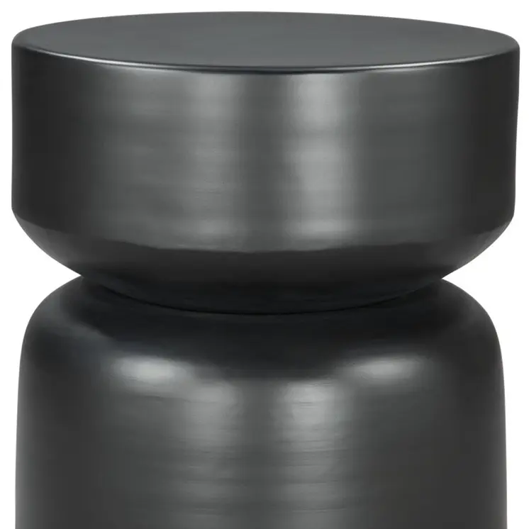 20" Black Iron Round Drum End Table