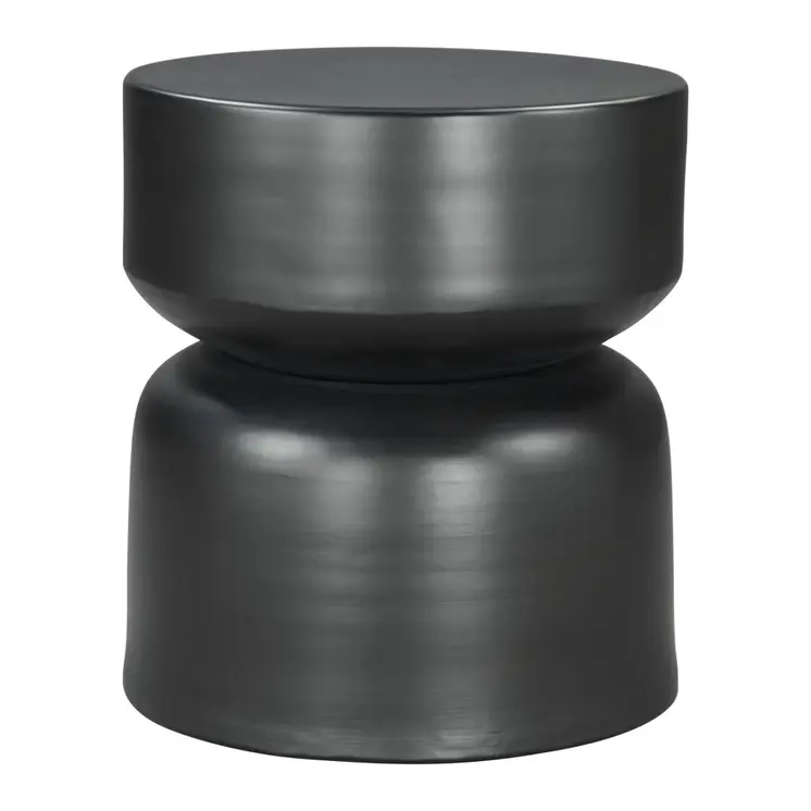 20" Black Iron Round Drum End Table