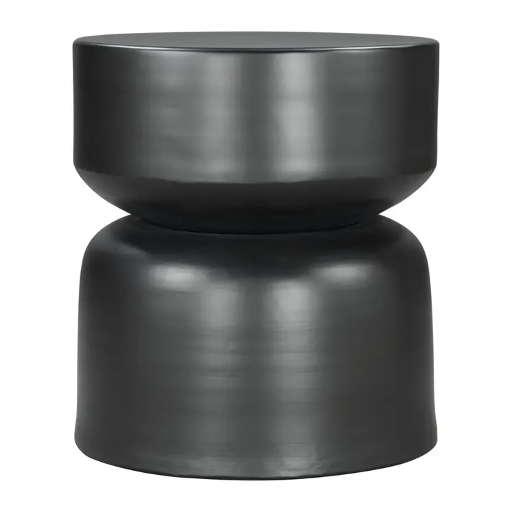 20" Black Iron Round Drum End Table