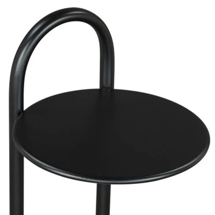 22" Black And White Iron And Marble Round C Table End Table