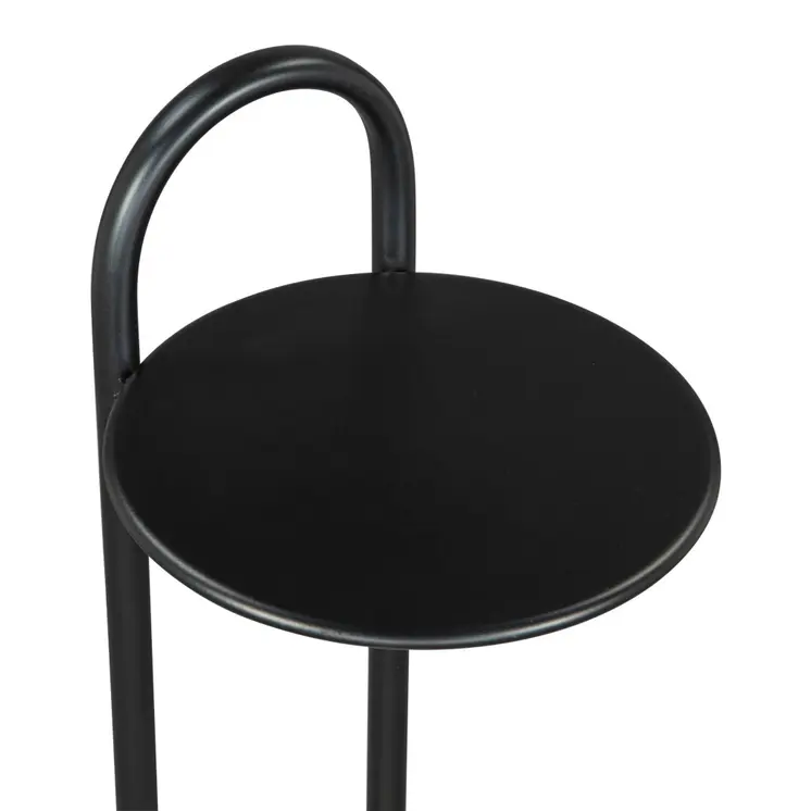 22" Black And White Iron And Marble Round C Table End Table