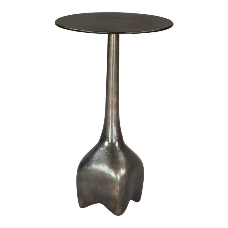 22" Charcoal Aluminum Round Pedestal End Table
