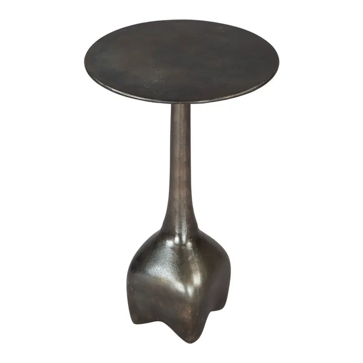 22" Charcoal Aluminum Round Pedestal End Table