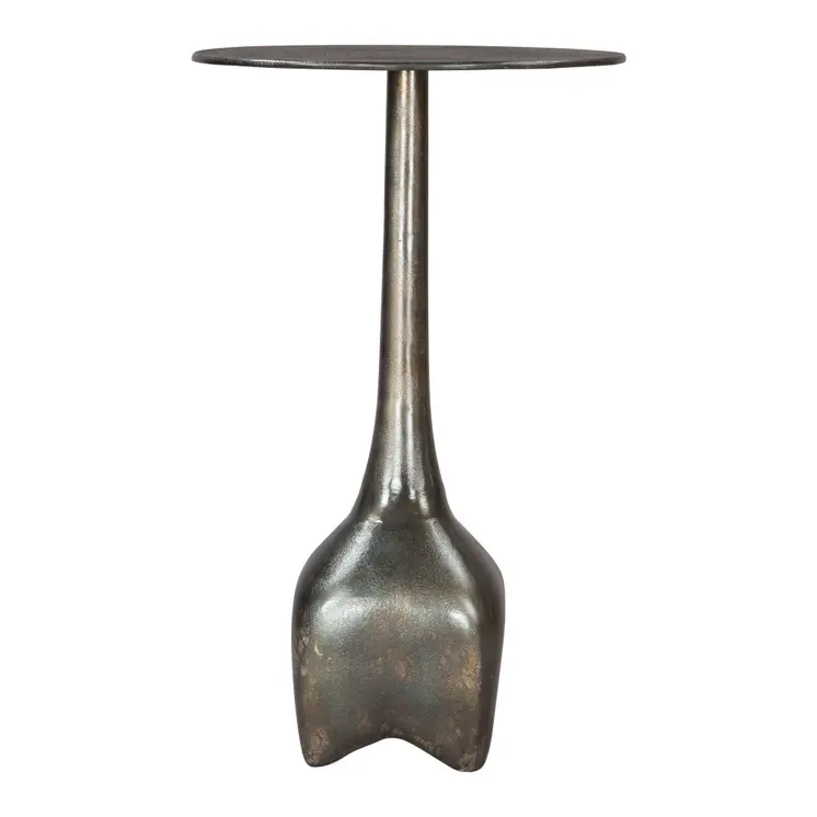 22" Charcoal Aluminum Round Pedestal End Table