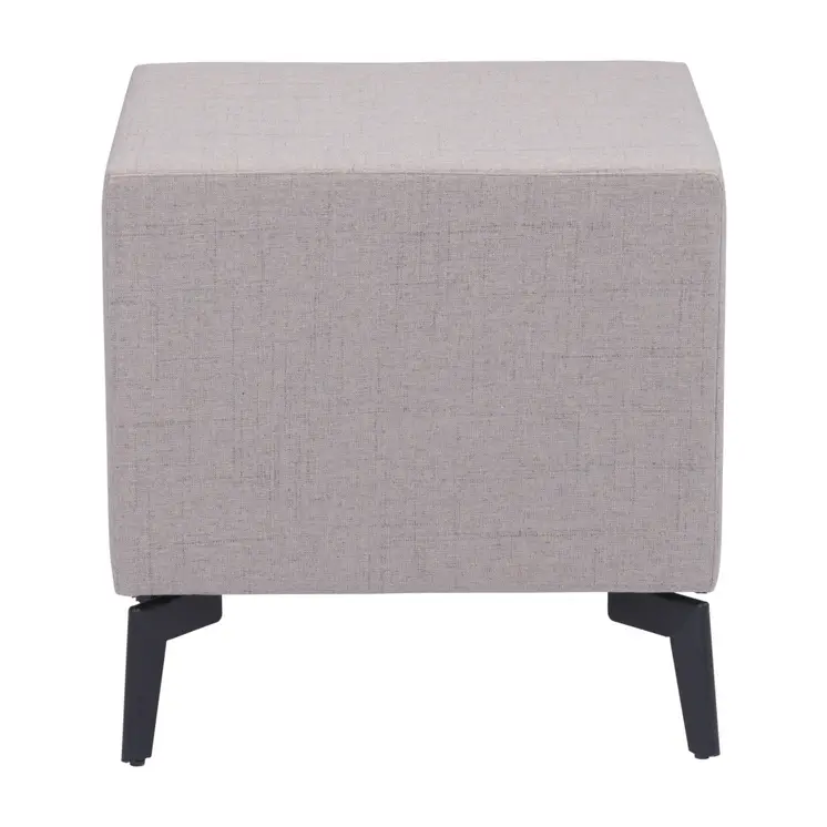 20" Gray and Black Fabric Wood and Steel End Table With Two Drawers