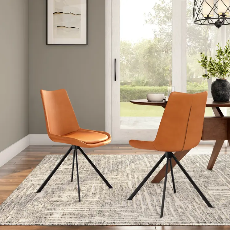 Orange And Black Faux Leather Dining Side Chair