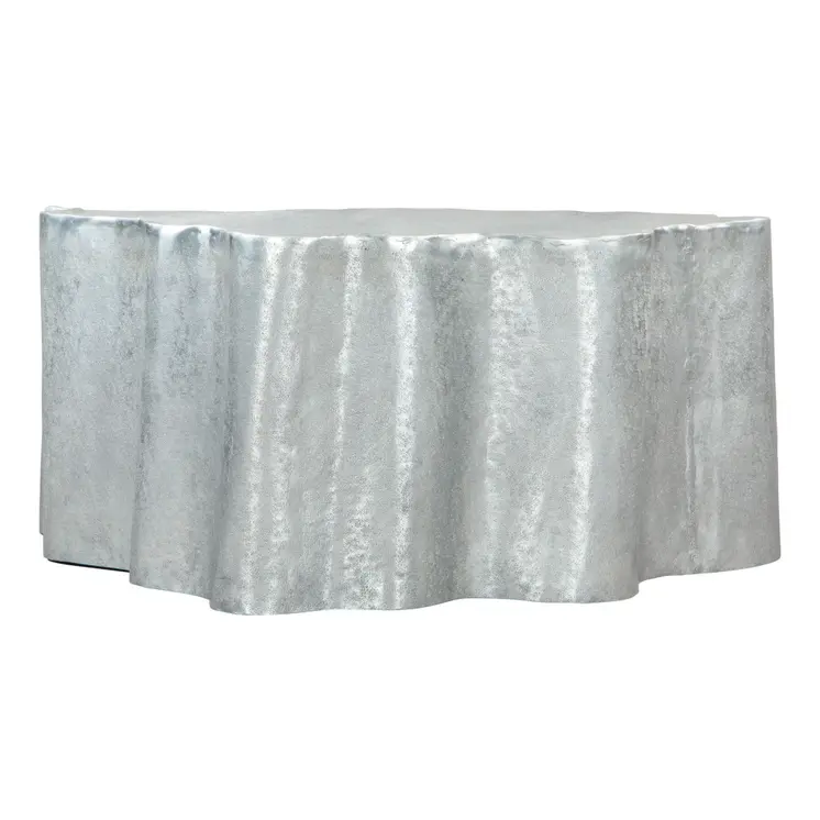 37" Silver Aluminum Free Form Solid Coffee Table