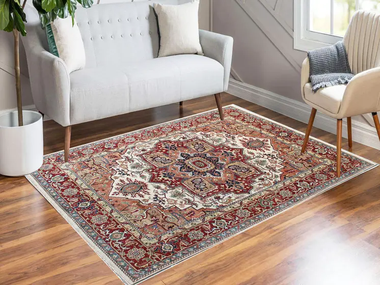 8' X 10' Rust and Gray Oriental Hand Knotted Area Rug With Fringe