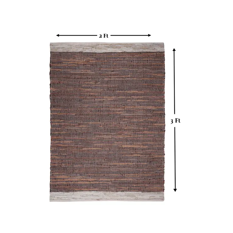 2' X 3' Tan Black and Beige Patchwork Handmade Indoor Outdoor Area Rug