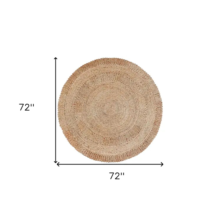 6' Natural Jute Geometric Hand Braided Round Rug