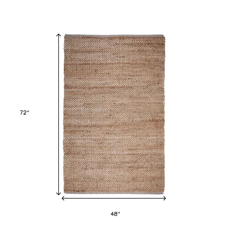 4' X 6' Natural Jute Hand Woven Area Rug