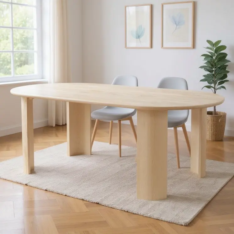 82" Natural Solid Wood Oval Dining Table