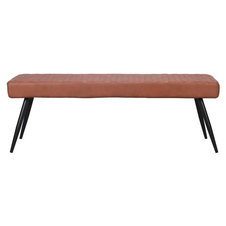 54" Brown and Black Faux Leather Upholstered Dining Bench