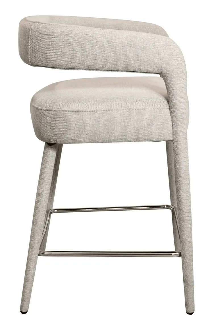 25" Ivory Metal and Fabric Low Back Counter Height Bar Chair