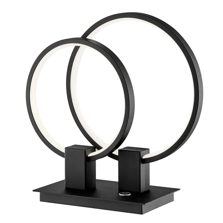 15" Black Metal Two Light Mod Round Circle LED Table Lamp