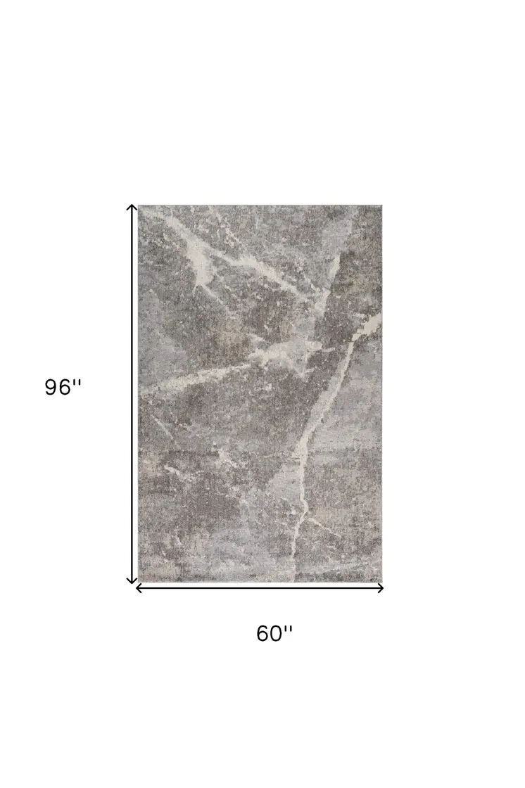 5' X 8' Gray and Ivory Abstract Area Rug