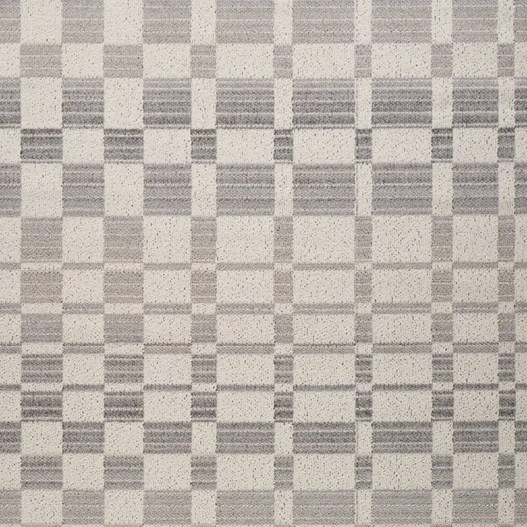 8' X 11' Gray and Beige Checkered Distressed Area Rug