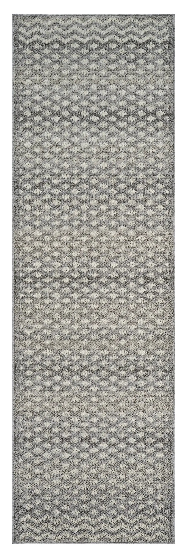 8' Gray And Beige Moroccan Distressed Runner Rug