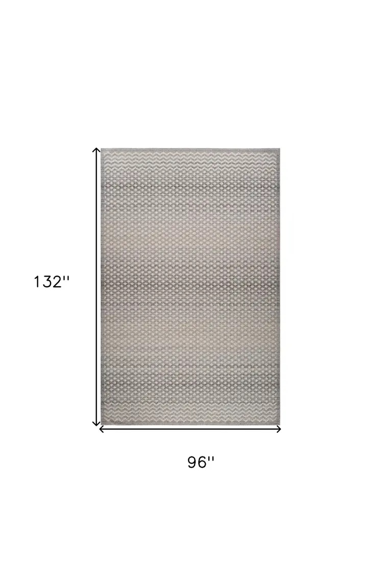 8' X 11' Gray and Beige Moroccan Distressed Area Rug