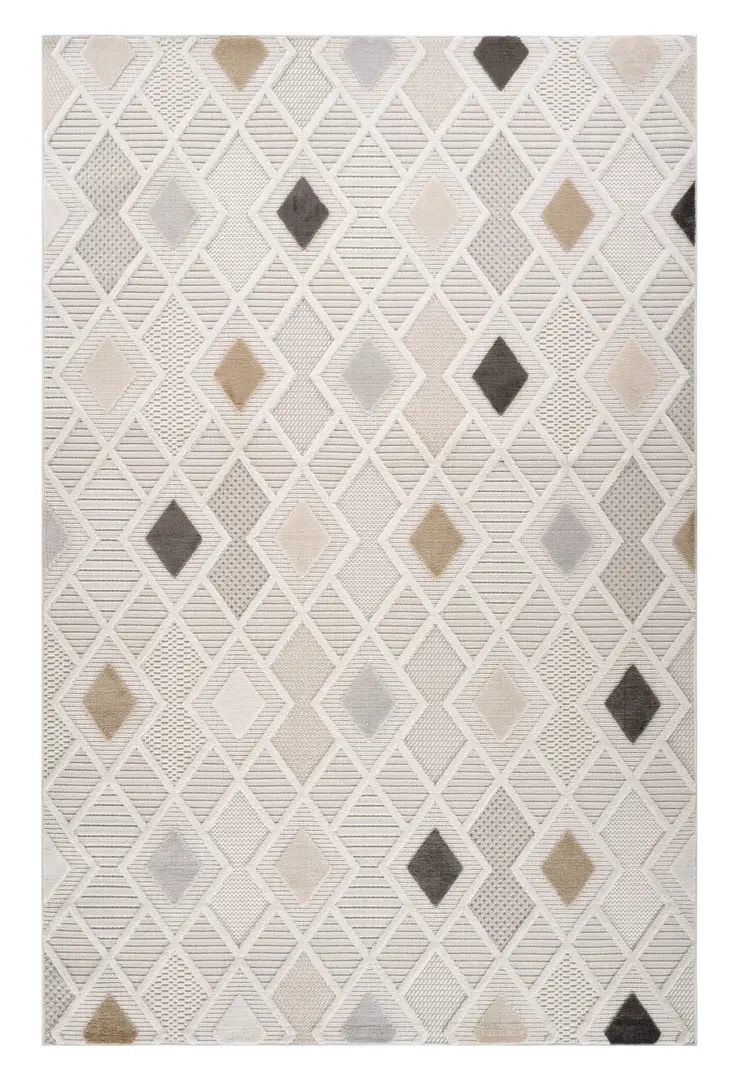 5' X 8' Cream and Beige Abstract Distressed Area Rug