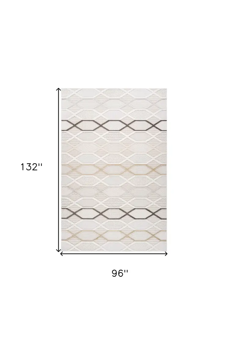 8' X 11' Cream and Beige Abstract Distressed Area Rug
