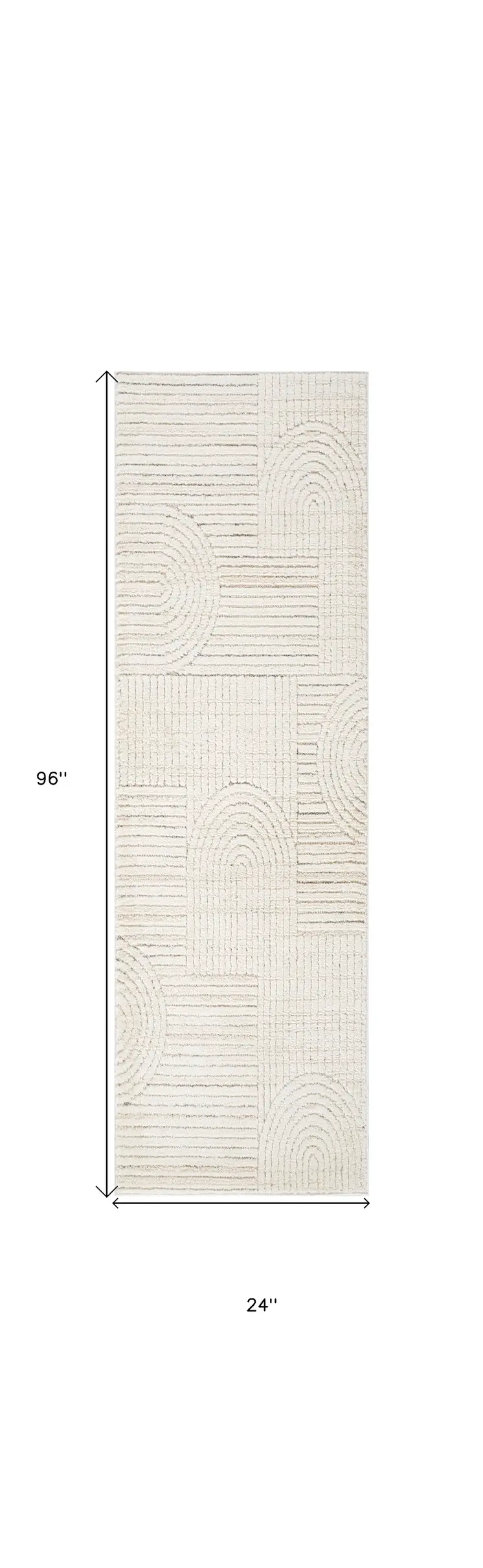 8' Cream and Beige Abstract Distressed Runner Rug
