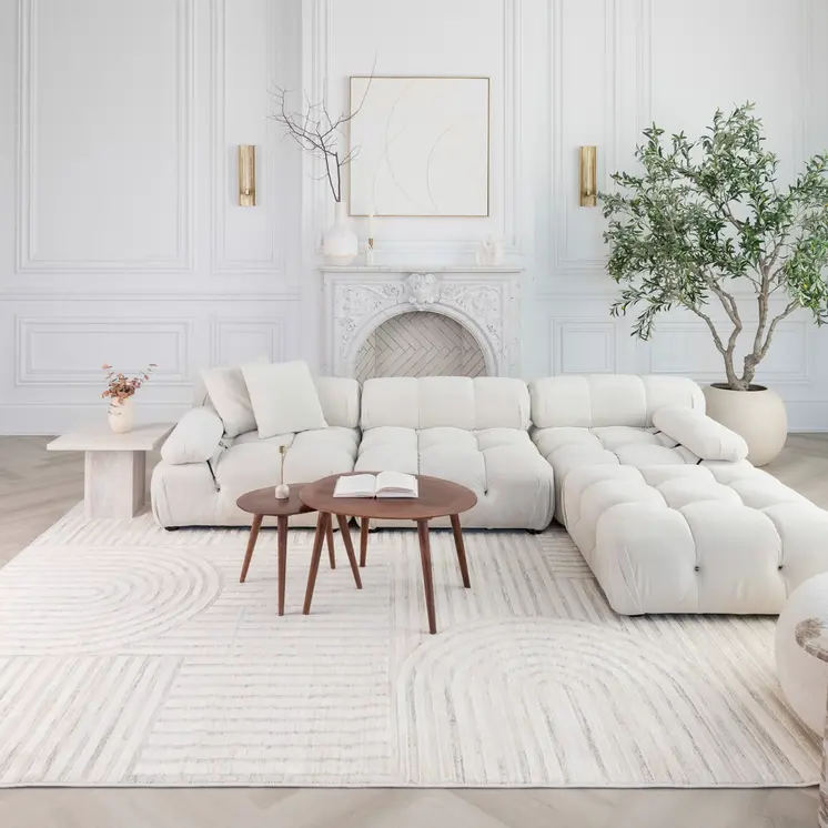4' X 6' Cream and Beige Abstract Area Rug