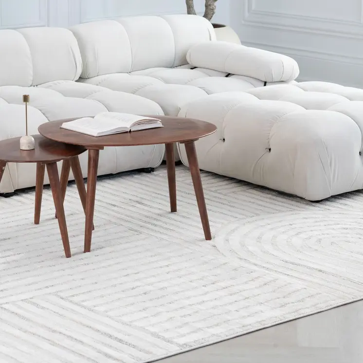 4' X 6' Cream and Beige Abstract Area Rug