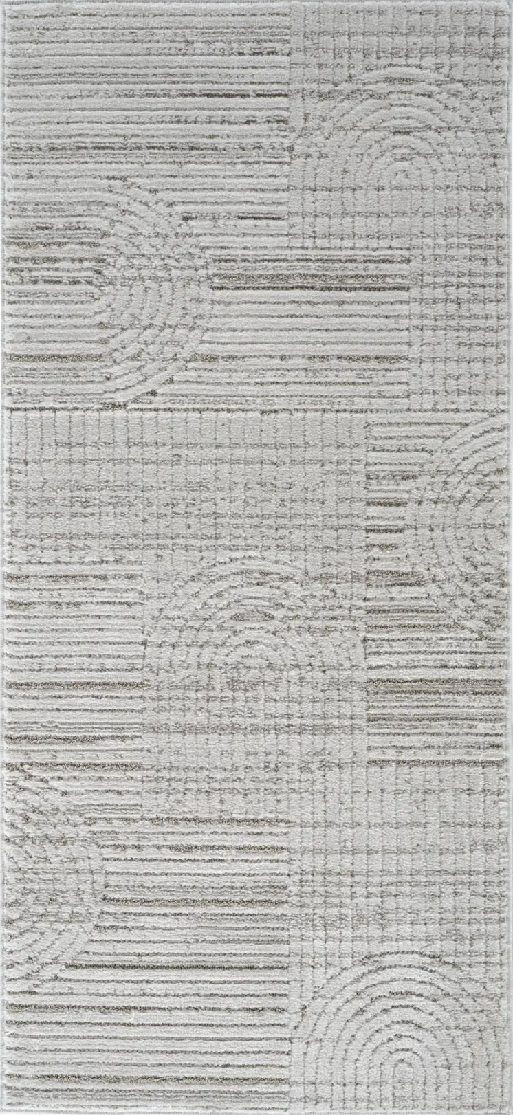 2' X 5' Gray and Ivory Abstract Distressed Area Rug