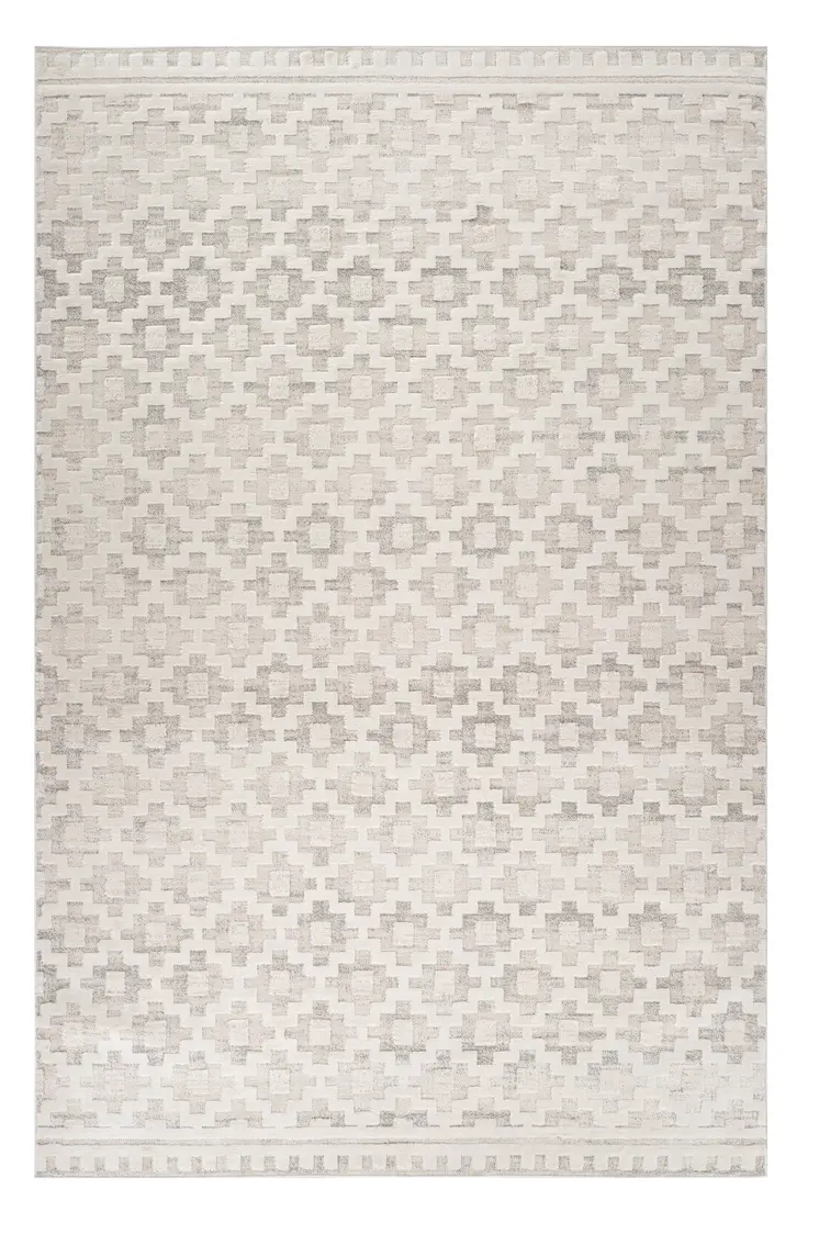5' X 8' Cream and Beige Moroccan Area Rug