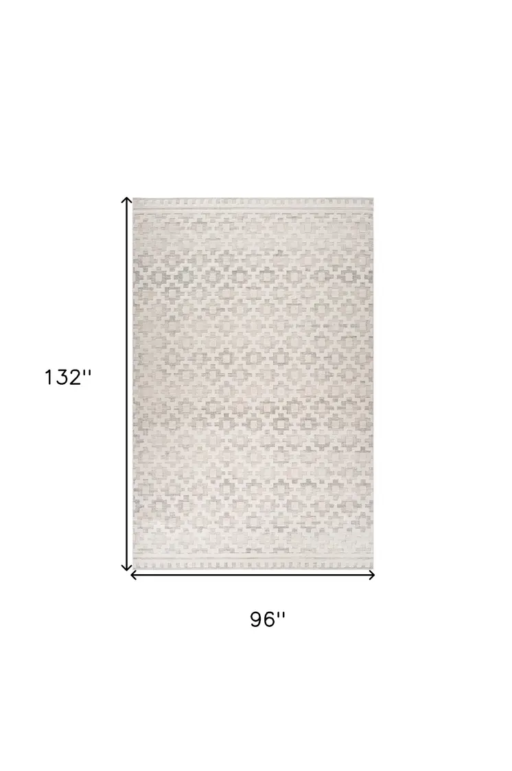 8' X 11' Cream and Beige Moroccan Area Rug