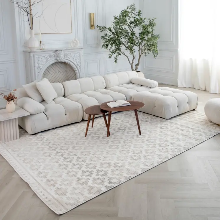 8' X 11' Cream and Beige Moroccan Area Rug