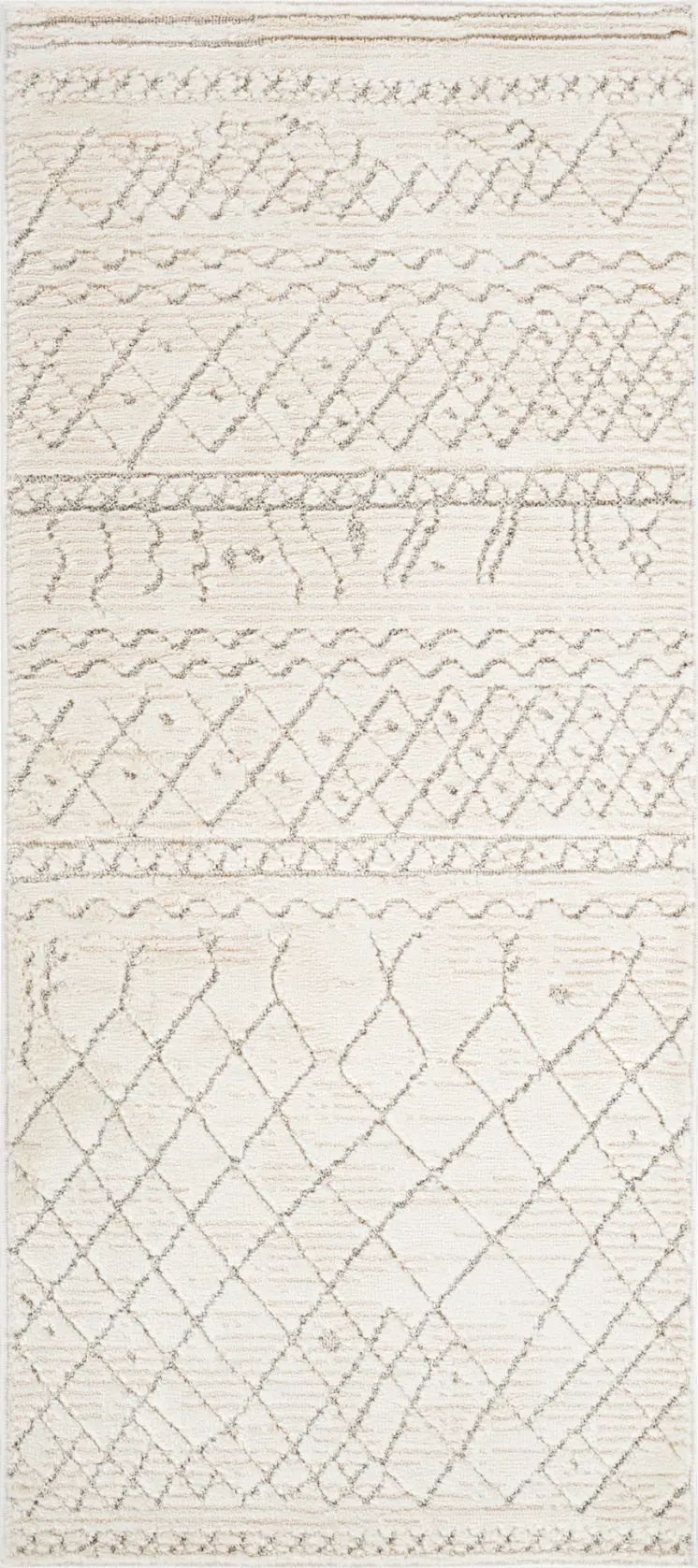 2' X 5' Gray and Beige Abstract Distressed Area Rug