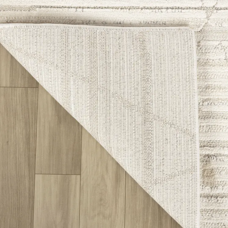 2' X 5' Gray and Beige Geometric Distressed Area Rug