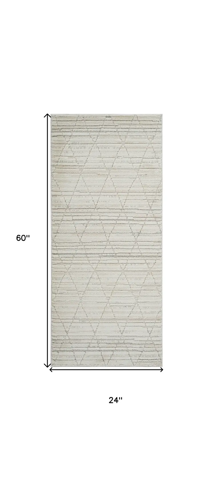 2' X 5' Gray and Beige Geometric Distressed Area Rug