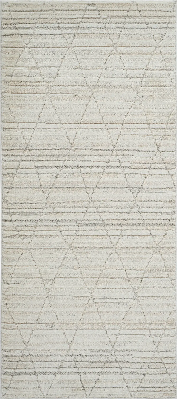 2' X 5' Gray and Beige Geometric Distressed Area Rug