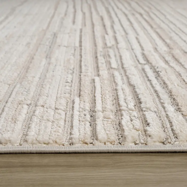 8' Gray And Beige Geometric Distressed Runner Rug
