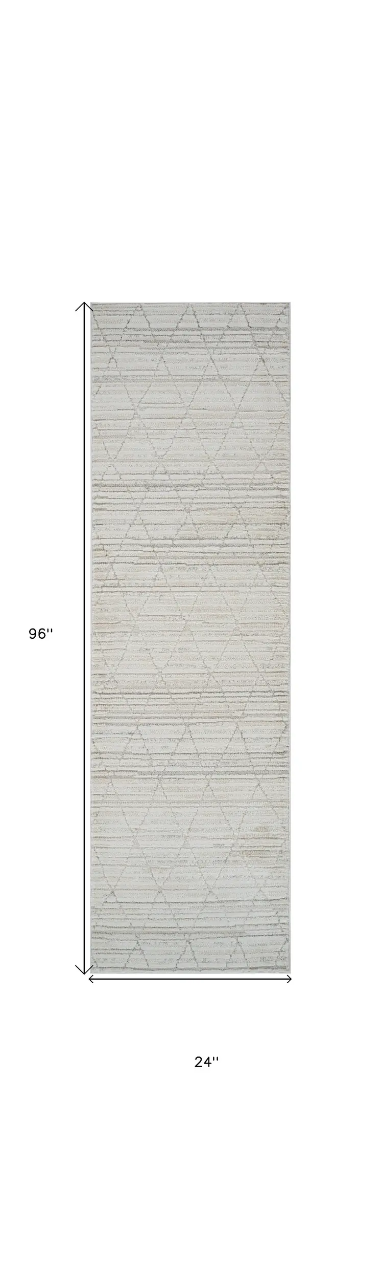 8' Gray And Beige Geometric Distressed Runner Rug