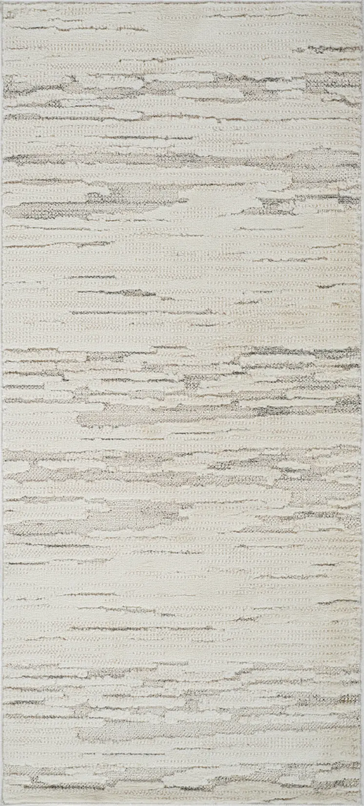 2' X 5' Gray and Beige Geometric Distressed Area Rug