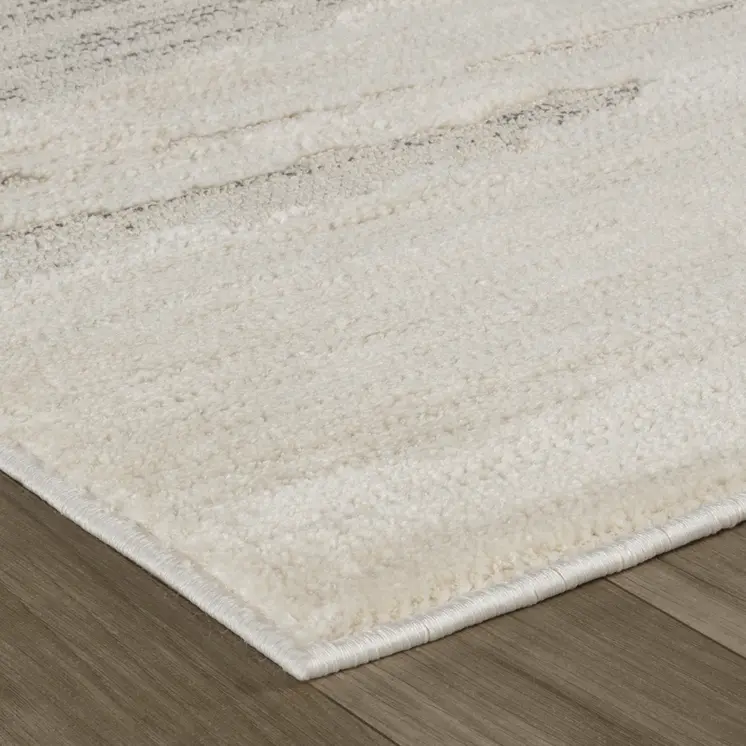 8' Gray And Beige Geometric Distressed Runner Rug