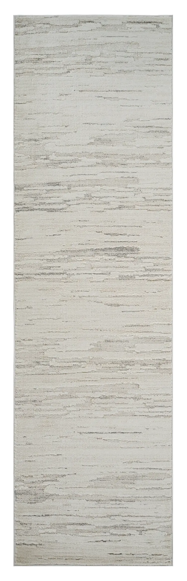 8' Gray And Beige Geometric Distressed Runner Rug