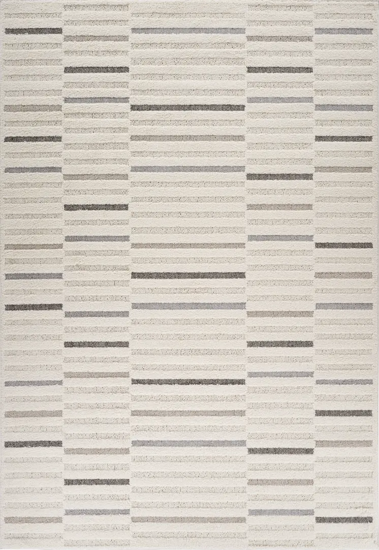 4' X 6' Gray and Cream Abstract Distressed Area Rug