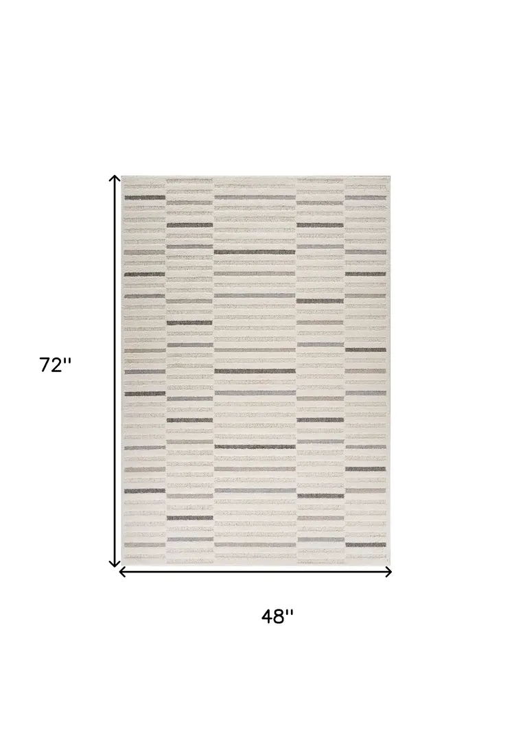 4' X 6' Gray and Cream Abstract Distressed Area Rug