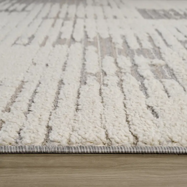 4' X 6' Gray and Cream Abstract Distressed Area Rug